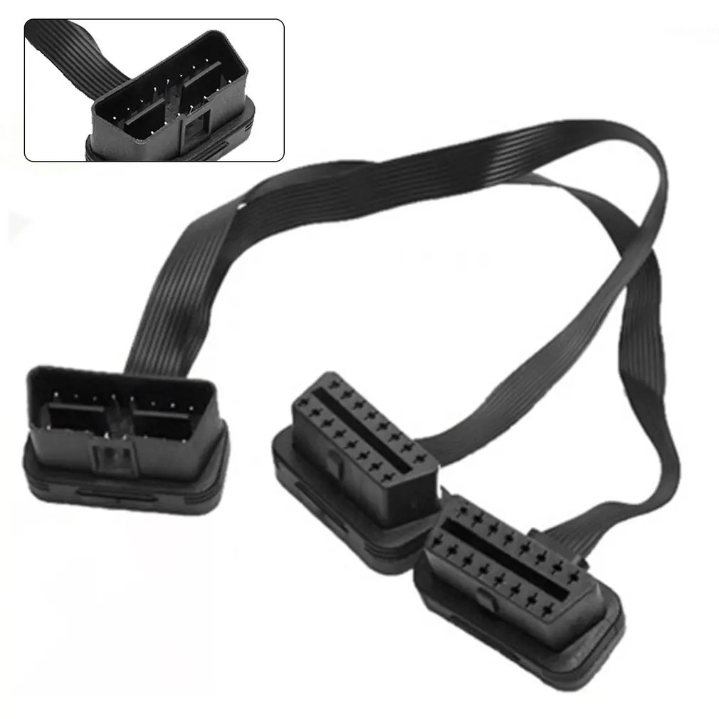 Портативный OBD2 удлинитель один расколотым два подключения адаптера провода 16