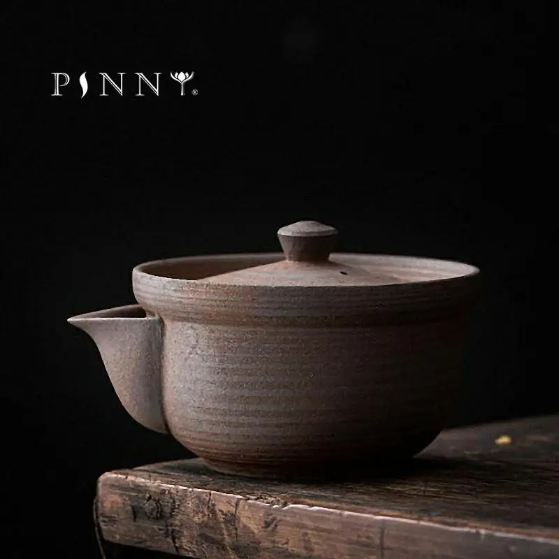 

PINNY 180ML Japanese Style Retro Hand Holding Teapot Ceramic Kung Fu Drinkware Hand Made Vintage Tea Service