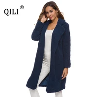 qili womens autumn and winter cotton jacket long sleeve cardigan blends wool women lamb wool winter long lamb velvet jacket