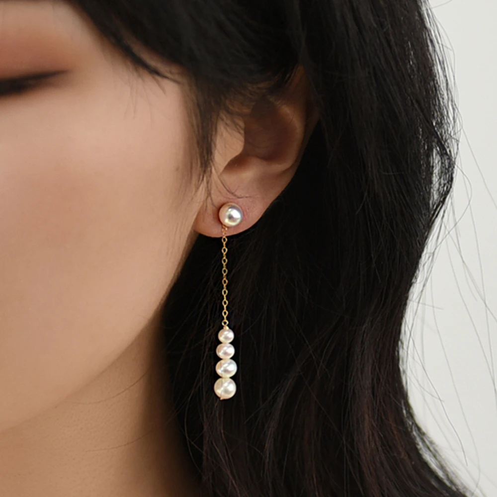

Lii Ji 925 Sterling Silver Drop Earrings Natural Freshwater Pearl Long Earrings Genuine Pearl Jewelry Mom Lover Gift