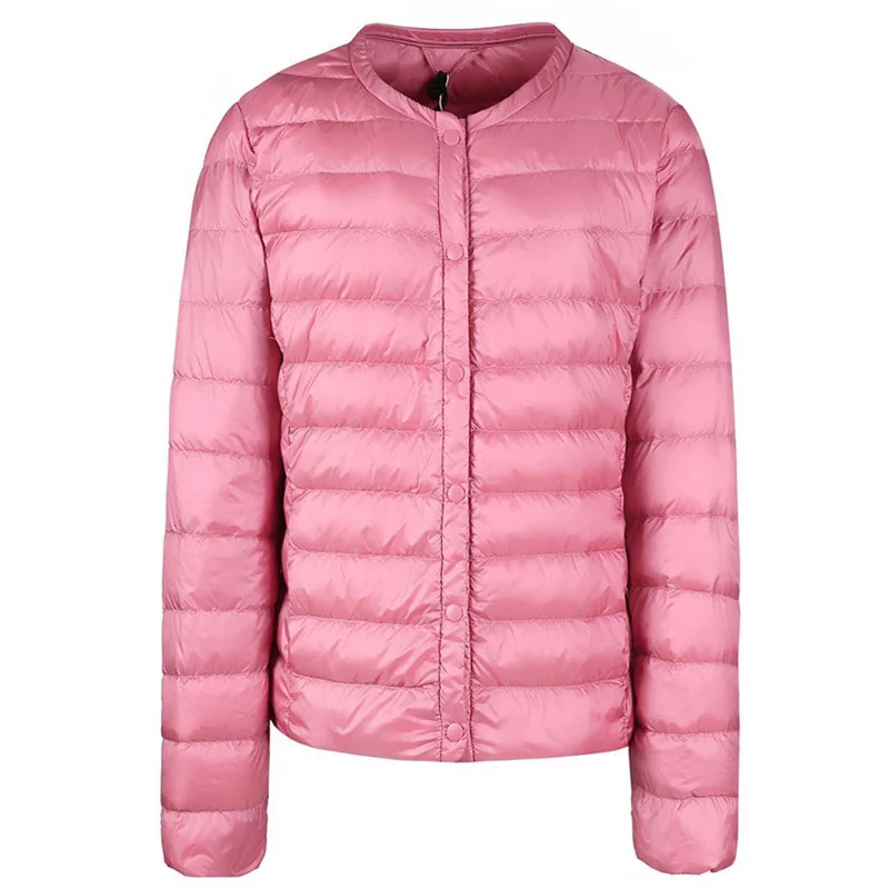 

Winter Women Coat Ultralight Thin Puffy Down Jacket O-Neck Button Warm Padded Parka Coat Female Portable Overcoat Chaqueta Mujer