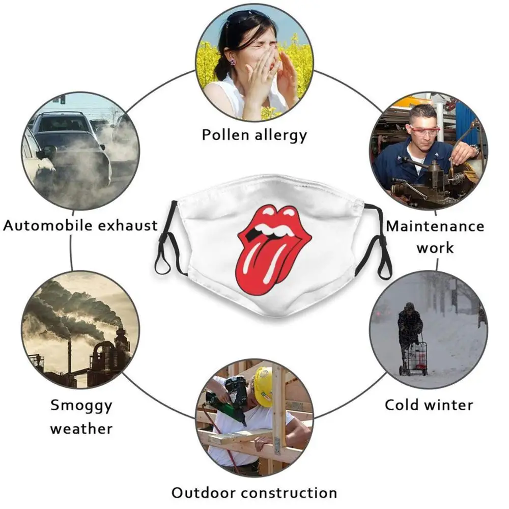 

Tongue Out Mouth Print Reusable Pm2.5 Filter DIY Mouth Mask Kids Tongue Sign Mouth Show Off Funny Creative