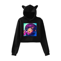 girls aphmau fashion printed sweater cropped tops spring and autumn cat ears hoodie teen casual long sleeved hooded sweatshirt