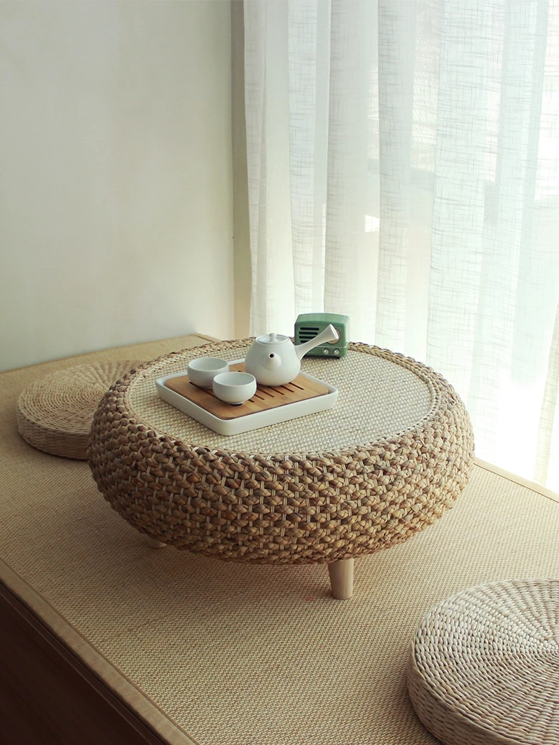 Straw Bay Window Table Tatami Small Coffee Japanese Simple Kang Floor Low Solid Wood |