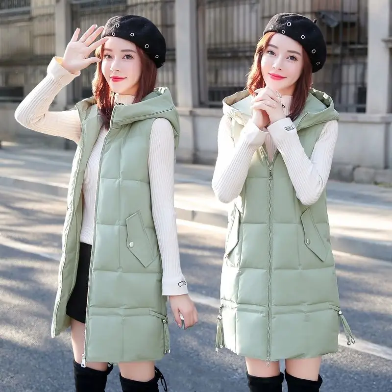 

Cotton Waistcoat Women Vest Coat Mid-Length 2021 Autumn And Winter New Style Outer Wear All-Match Student Female Jacket