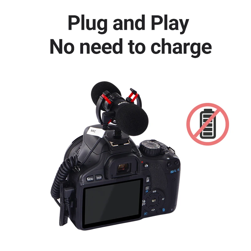 Двойной микрофон MAMEN для видеозаписи с ударопрочным основанием смартфонов Canon Nikon