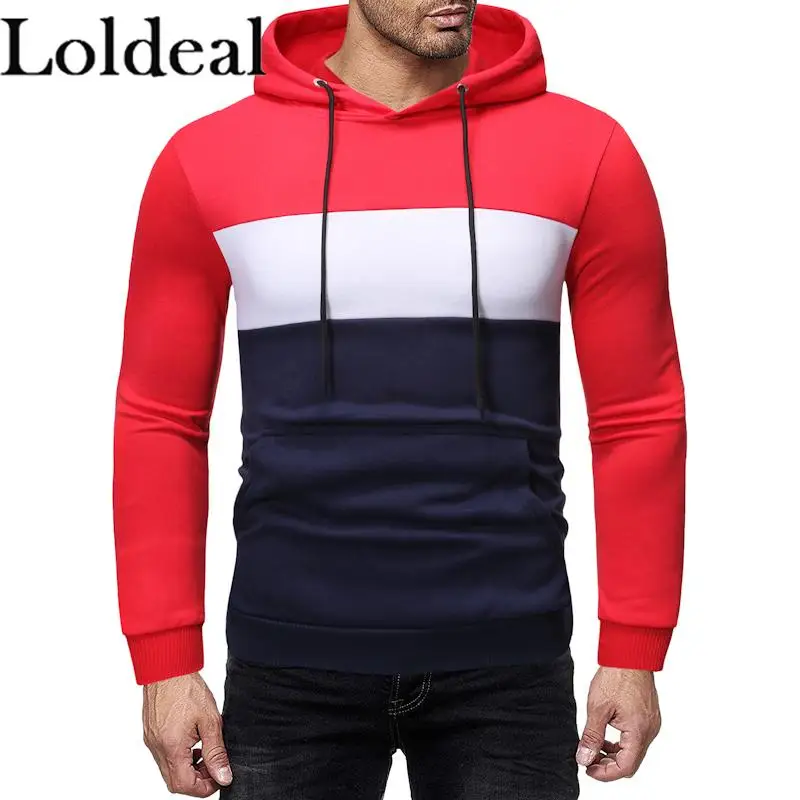 Мужская толстовка с капюшоном и карманами 3 контраста|Мужские толстовки