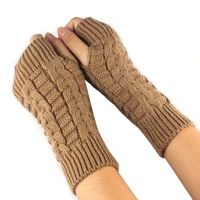 knitted long sleeve fingerless gloves winter warm wool finger free gloves harf finger glove for women girl men unisex
