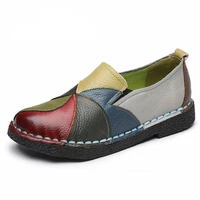 womens ladies female woman mother shoes flats genuine leather loafers mixed colorful non slip on plus size 35 42 a1 01