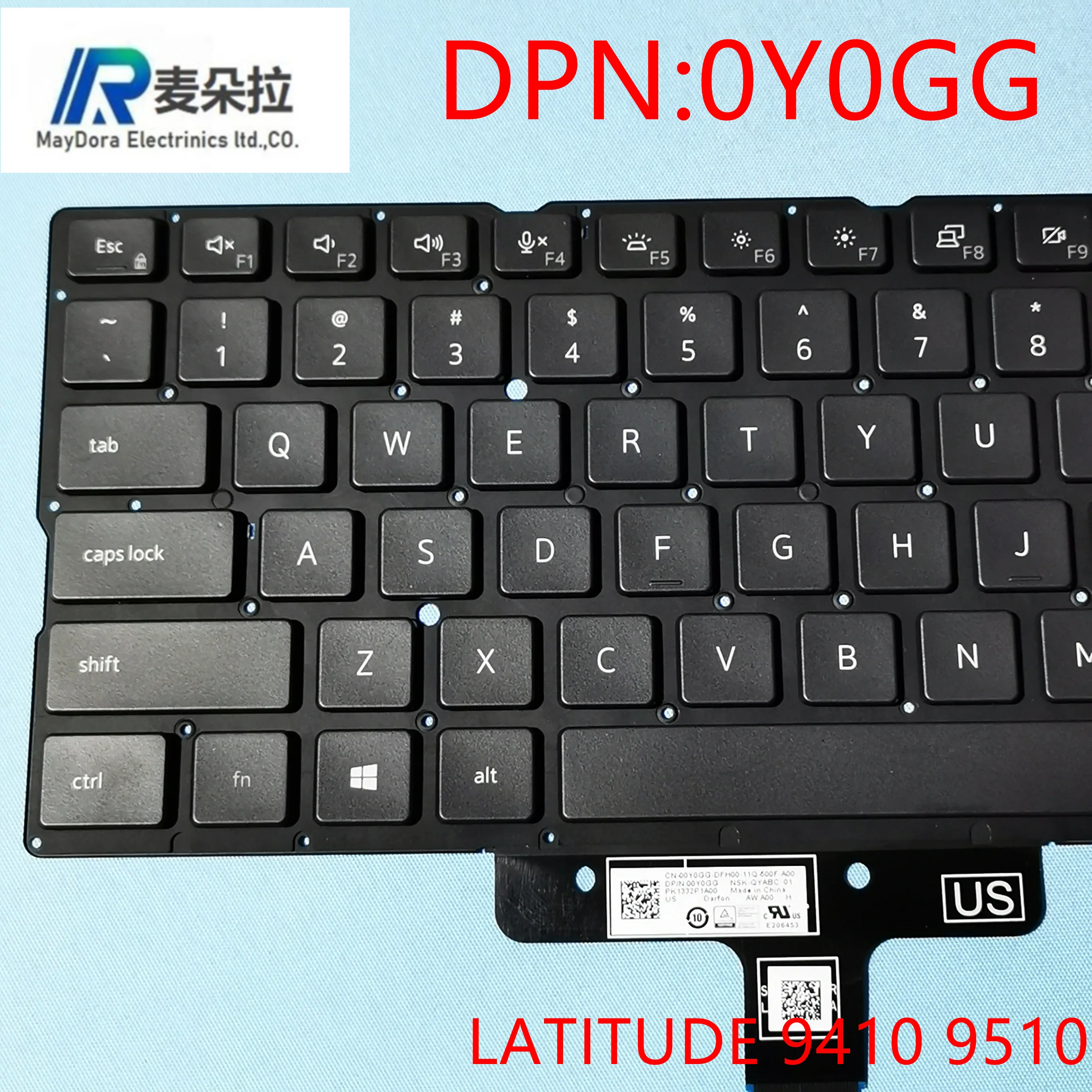 Клавиатура с подсветкой для ноутбука Dell латиtude9000 9410 9510 9420 9520 0Y0GG серая |