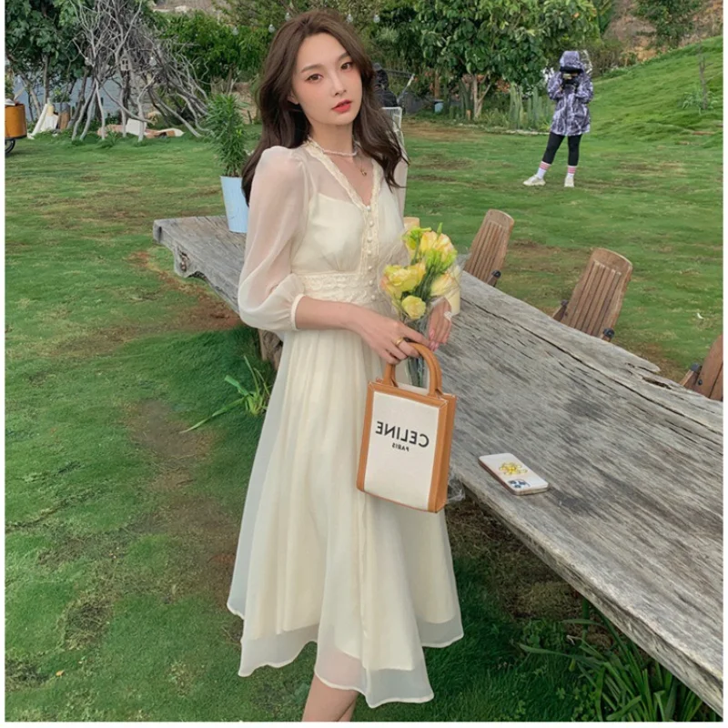 

2021 summer women's French dress long summer temperament beach skirt women's sling summer women's gauze Pareo Zarating women's
