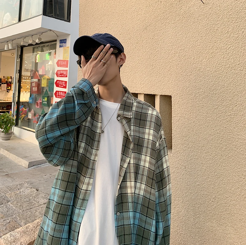 Рубашка DB60ST мужская с длинным рукавом модная повседневная в клетку хлопковая