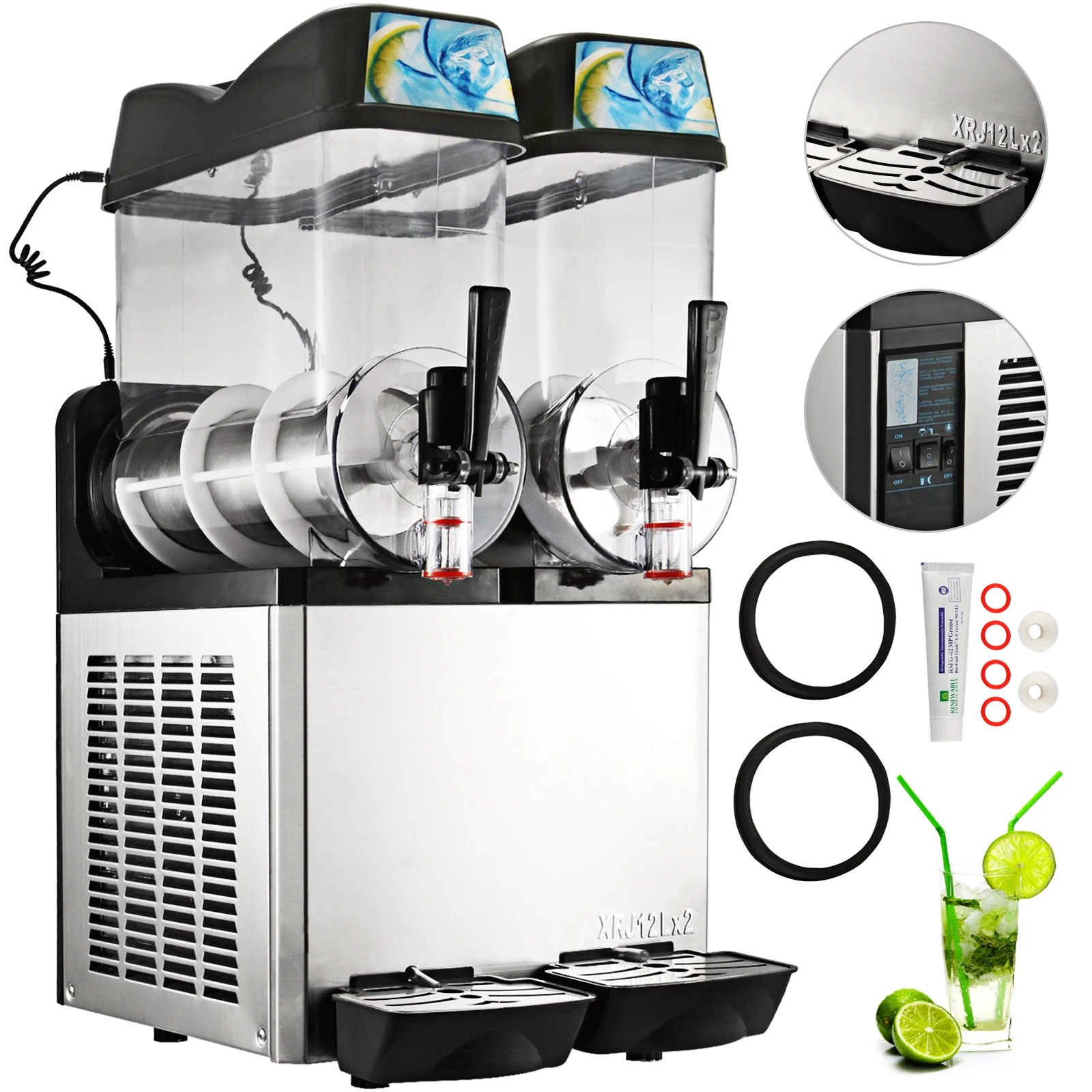 VEVOR 2x12L Slushy машина для приготовления смузи из Замороженных Напитков двойной бак