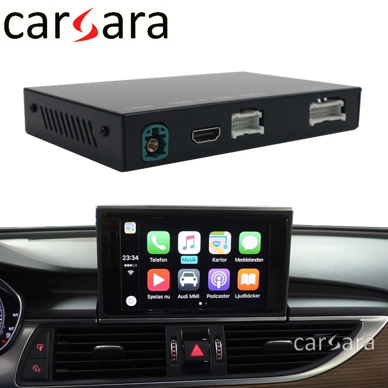 Günstig Aftermarket Adapter Multimedia A6 C7 MMI Kleinen Bildschirm OEM Drahtlose App Le CarPlay Lösung Retrofit Mit Reverse Kamera