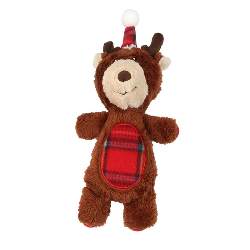 

Улыбающаяся собака с сыром, Рождественская плюшевая пищащая игрушка для собаки, зубы, шлифовальный Санта-Клаус, олень, Пингвин для щенка, ко...