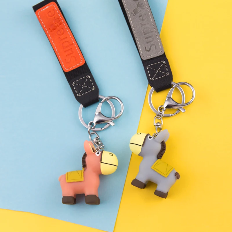 Горячая полимерный Ослик металический брелок для ключей с коричневый серый