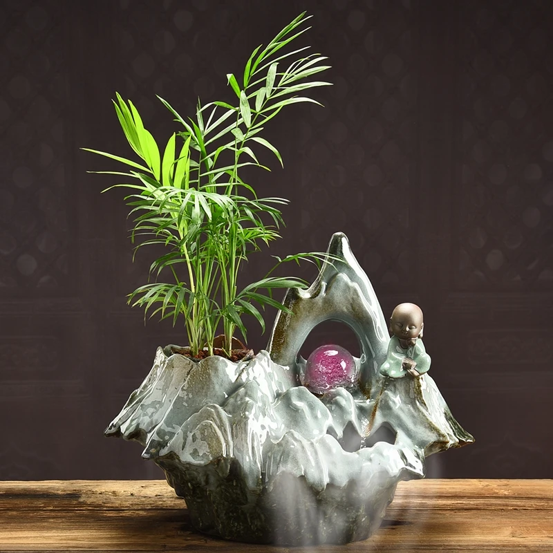 

Home Flowing Water Wheel Decoration Lucky Water Ball Flowing Water Beautiful Mountain and River Desktop Office Indoor Greenery