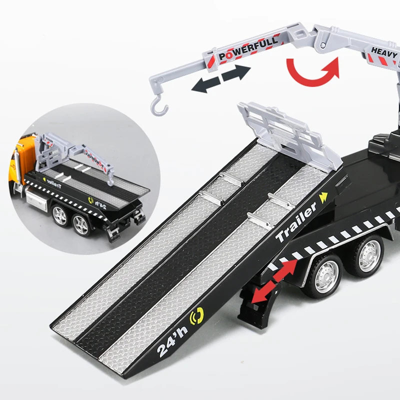 21 см прицеп эвакуатор автокран Модель автомобиля звук светильник с сплавом