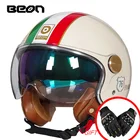 Классический мотоциклетный шлем BEON с двойными линзами 34, ретро, для скутера, велосипеда, мотоцикла, всесезонные шлемы, для верховой езды, мотоциклетный шлем