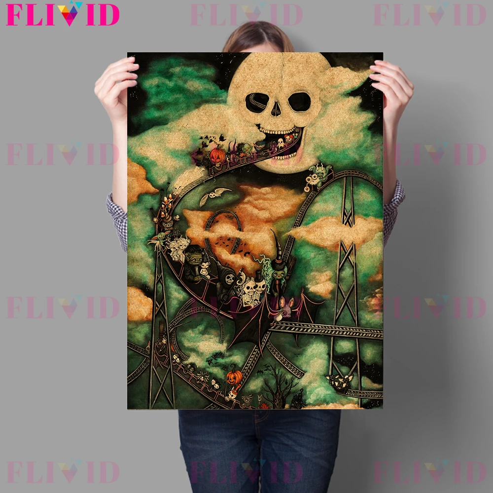 Настенная картина на Хэллоуин с маленькой ведьмой призраком вечерние настенный