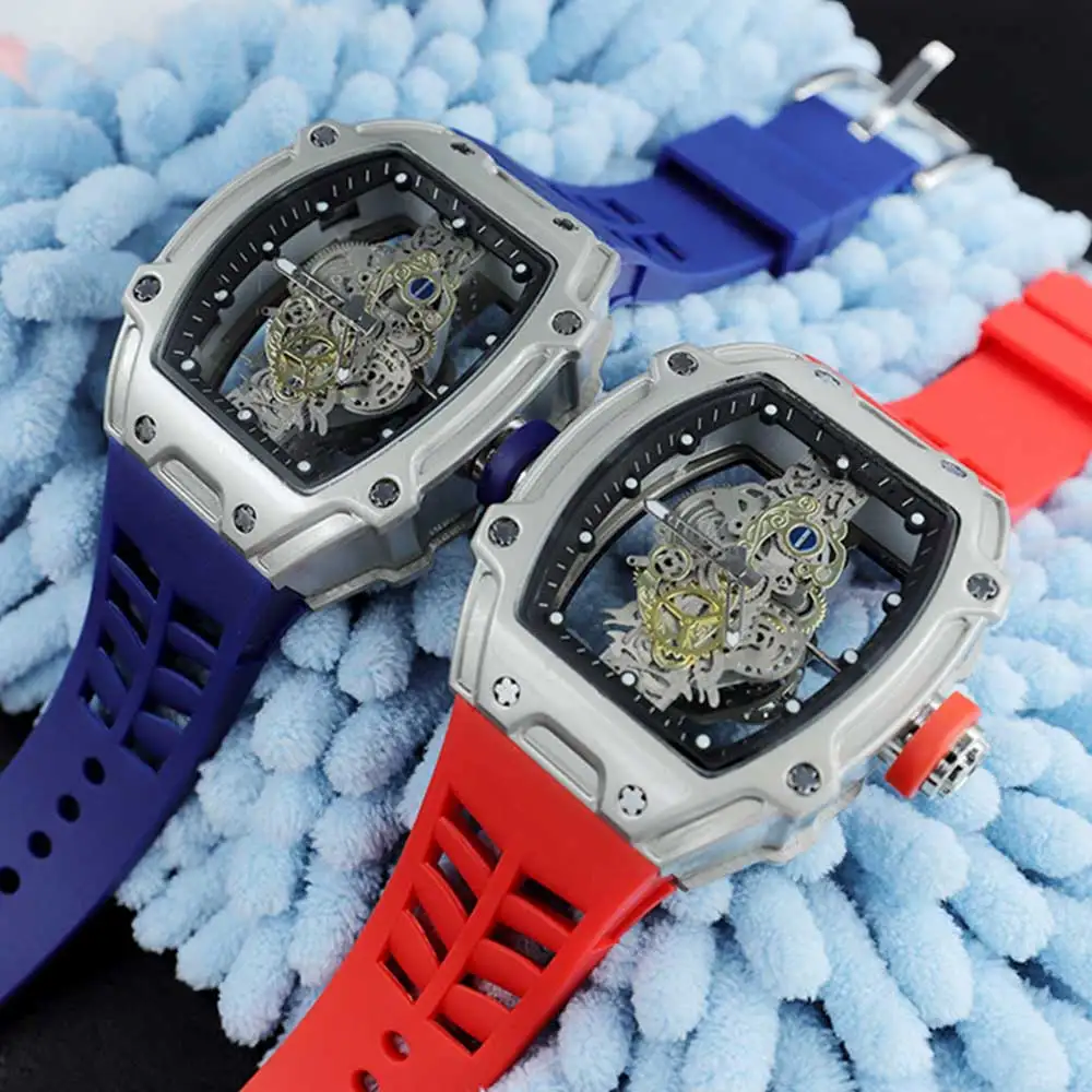

2021 RM Men Casual Sport lucency Watch Man Business Women's Silicone Watches Fashion Brand woman Steel Hollow Quartz watches