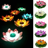 2pcsset solar lotus light pool floating flower lamps outdoor solar powered lights fountain pool wish lanterns night lights