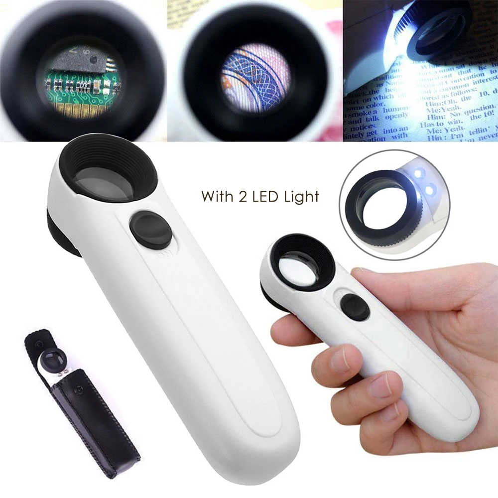 

40X Magnifying Magnifier Glass Jeweler Eye Jewelry Loupe Loop with 2 LED Light