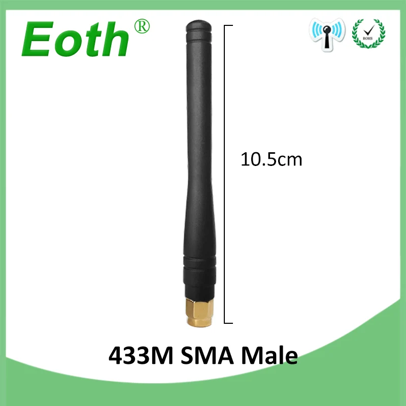 EOTH 10pcs 433mhz antenna 3dbi sma male lora antene pbx iot module lorawan signal receiver antena high gain