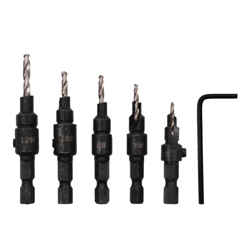 

4/5 Pieces Countersink Drill Woodworking Drill Bit Set for Bench Drill Hand Drill Conventional Electric Drill Durable 85WC