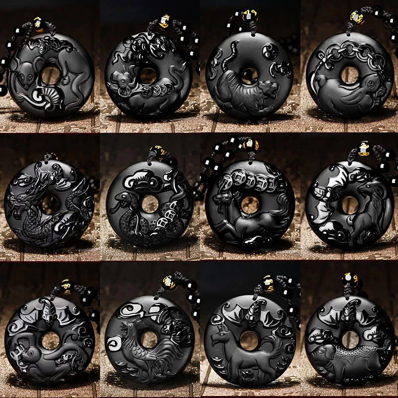 Ожерелье из натуральных бусин обсидиана очаровательные украшения модные