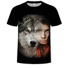 Новинка 2021, модная мужская футболка с 3D принтом животного волка, с коротким рукавом, прямые продажи с фабрики, Повседневная Свободная Мужская Уличная футболка
