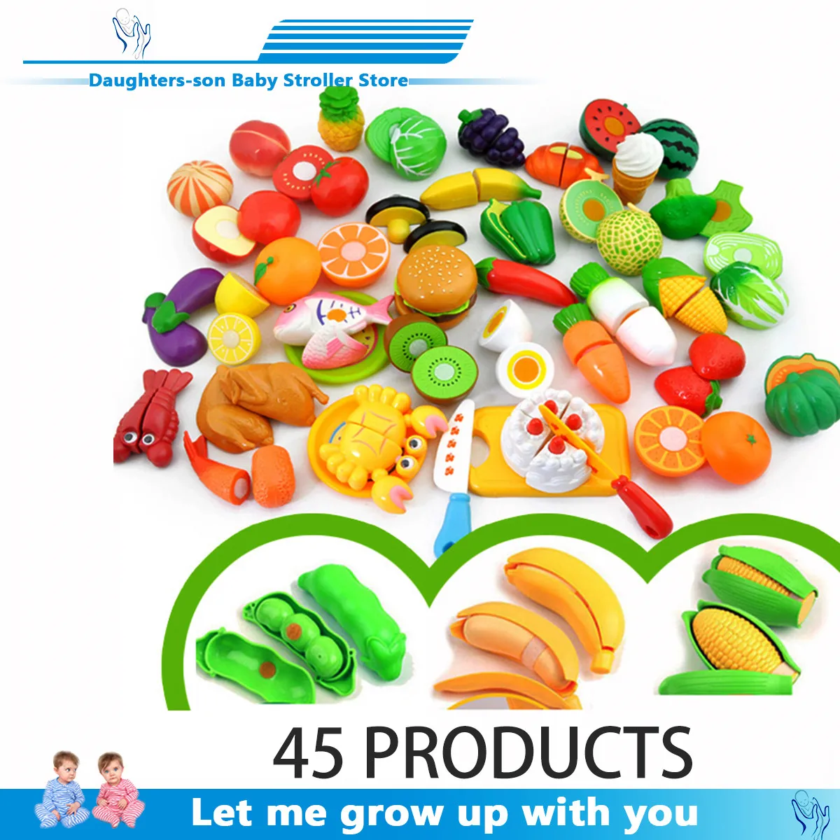 Детский игровой домик для кухни игрушки оптом овощи фруктовый хлеб рыба резание