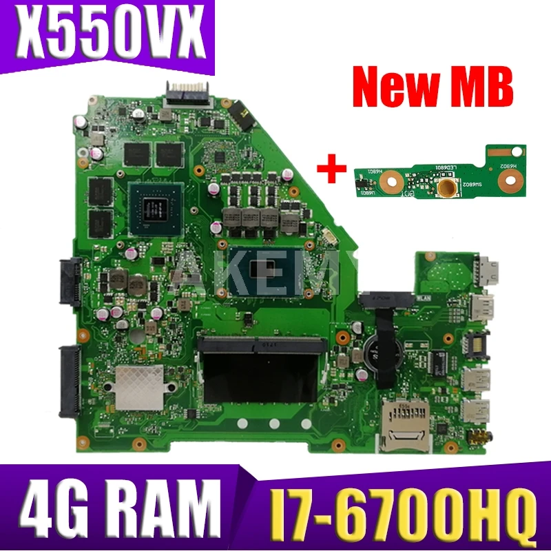 AKEMY X550VX материнская плата для ноутбука ASUS X550V оригинальная 4GB-RAM I7-6700HQ GTX950M-4GB |