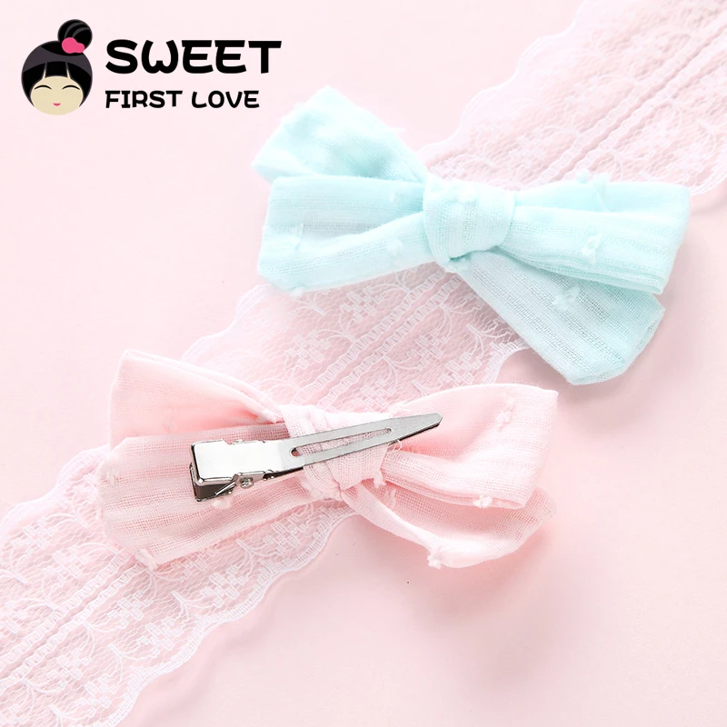 3 шт./лот Детские зажимы для волос с галстуком бабочкой хлопковые милые