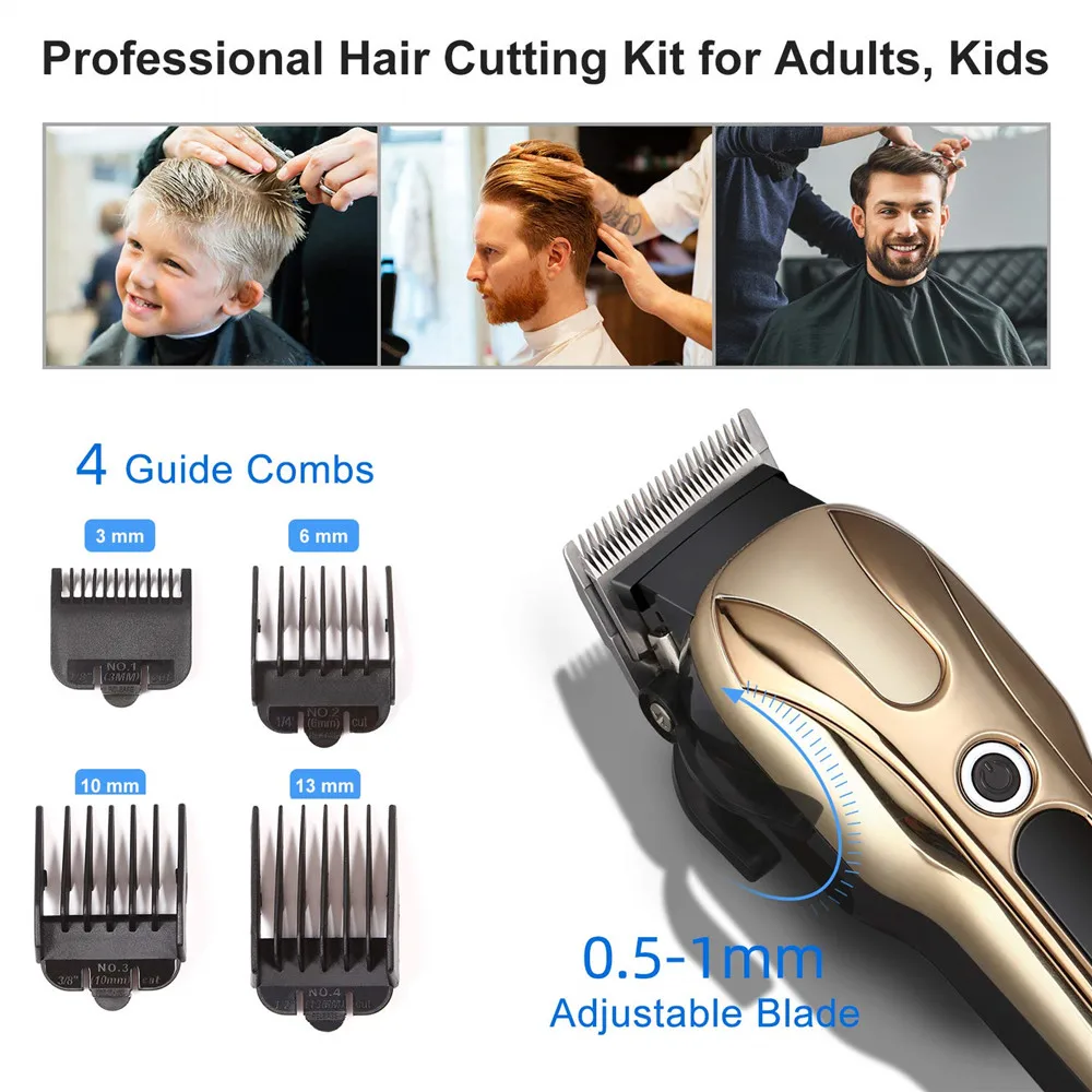 

Men's Electric Hair Clipper Hair Trimmer Professional Hair Cutting Kit for Adults 4 Guide Comb Blade Beard Hair Cutter Machine