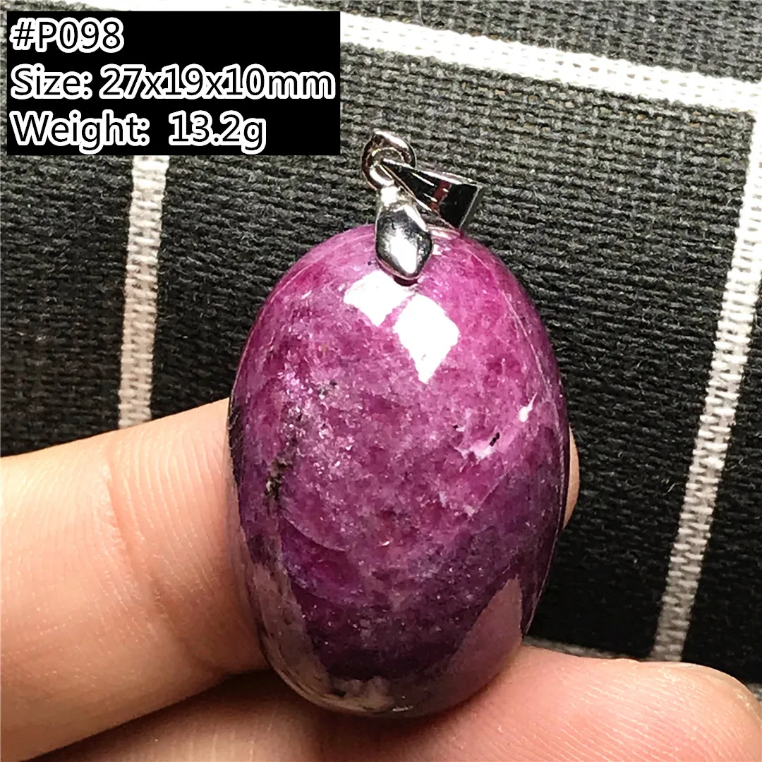 

Top Natural Ruby Zoisite Tumbled Pendant Jewelry For Women Men Healing Luck 27x19x10mm Beads Crystal Stone Silver Gemstone AAAAA