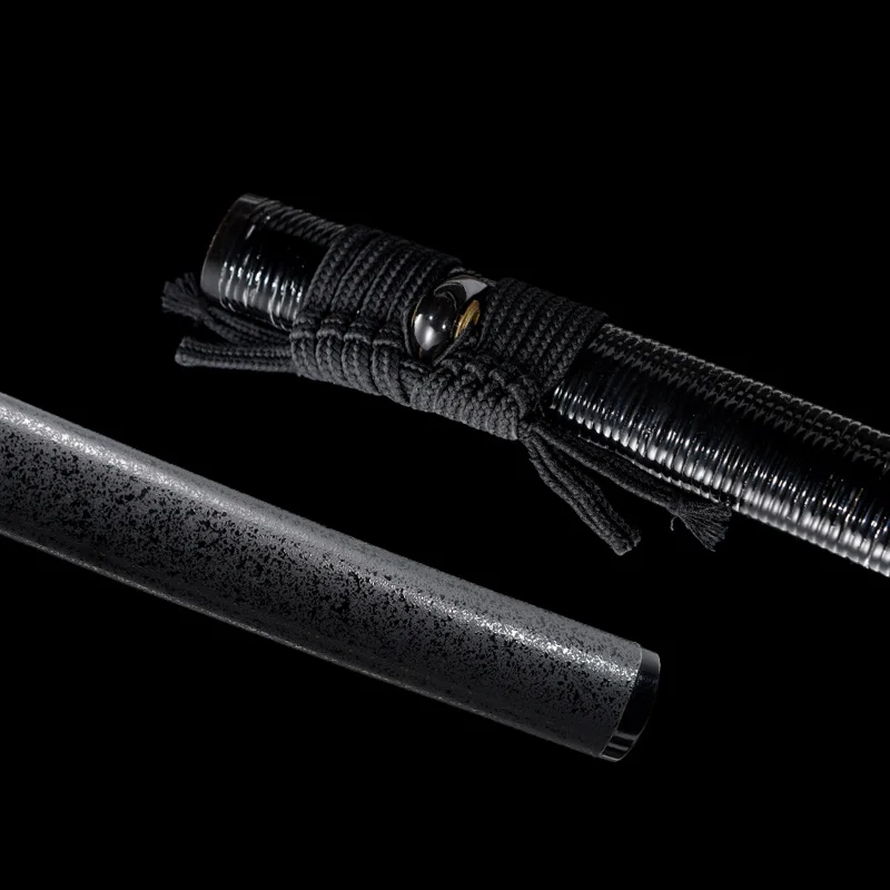 Honsanmai-espadas japonesas aut&eacute;nticas hechas a mano, Katanas reales Tang de acero plegado, pulidas a mano con bast&oacute;n envuelto en madera de Hamon Saya-3