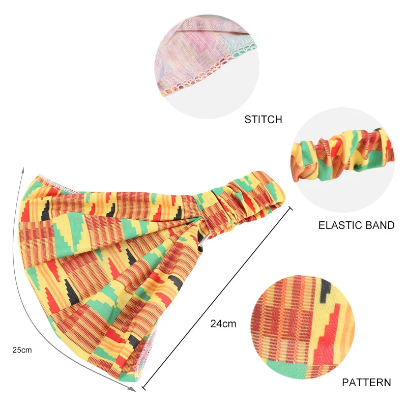 Повязка на голову Женская эластичная из хлопка тюрбан с Африканским принтом