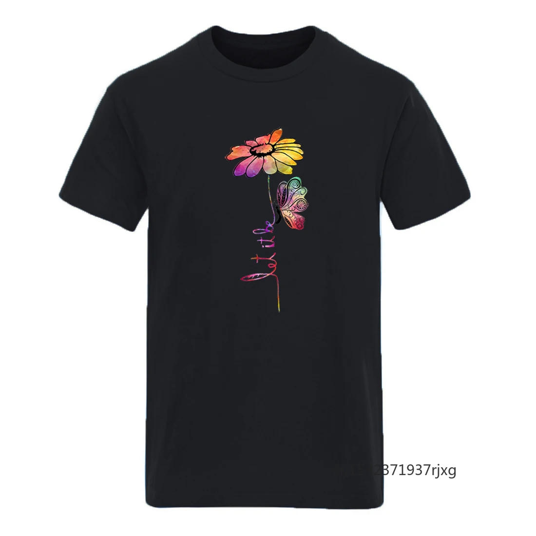 

Let It Be Flowers Round Neck T-shirt For Man Fashion Summer Camiseta Hombre Casual Hipster 2021 Plus Size O-Neck