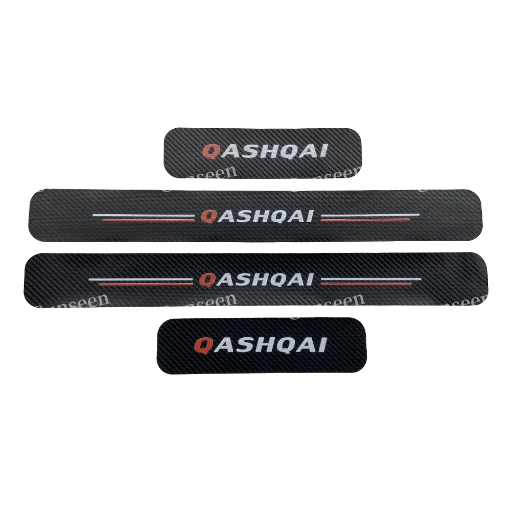For J11 Car Carbon Fibre Leather PU Protector Sticker Styling Accessories Qashqai Threshold Door Sill Trim 2020 2019 2017 2014 | Автомобили