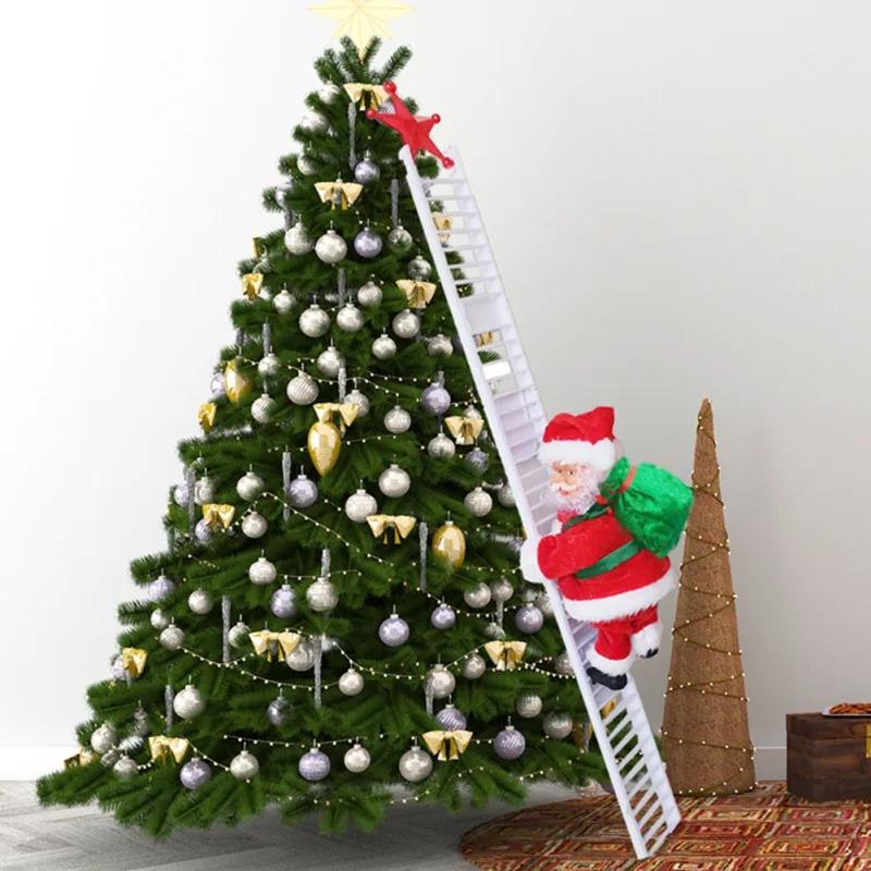 

Christmas Decoration Electric Santa Claus Climb Ladder Hanging Ornament Moving Climb Ladder Santa Festival Party Supplies