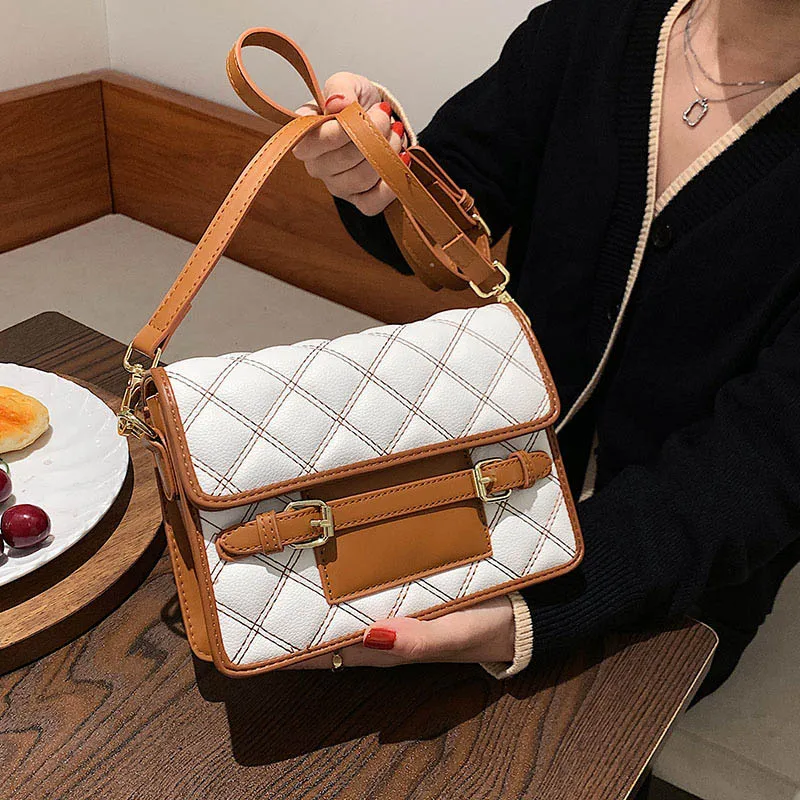 

Designer Small PU Leather Flap Crossbody Bags for Women 2021 Fashion Brand Shoulder Purses Handbags Female Travel Messenger Bag