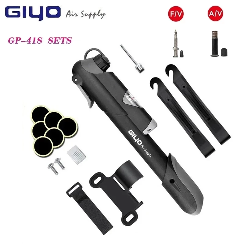 

Giyo Bicycle Pump Mini Hand Pump GP-41s AV/FV Valve Bike Tire Inflator Portable MTB Road Bike Air Pump Schrader & Presta