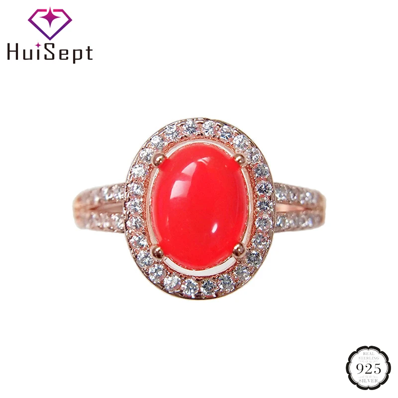 

HuiSept Fashion 925 Silver Ring Oval Shape Ruby Gemstones Zircon Jewelry Ornaments Open Rings for Women Wedding Party Wholesale