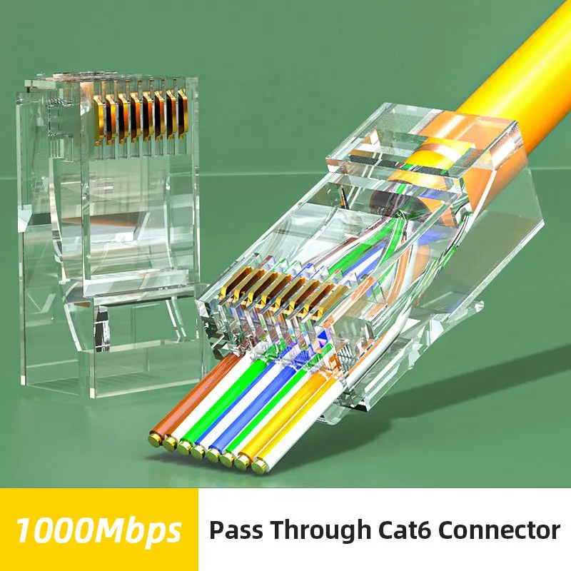 ZoeRax-Conector de paso a través de Cables Ethernet, módulo de enchufe de RJ-45 de red Modular, Cat6, Cat5e, 50 Uds., Cat6, RJ45, 50U