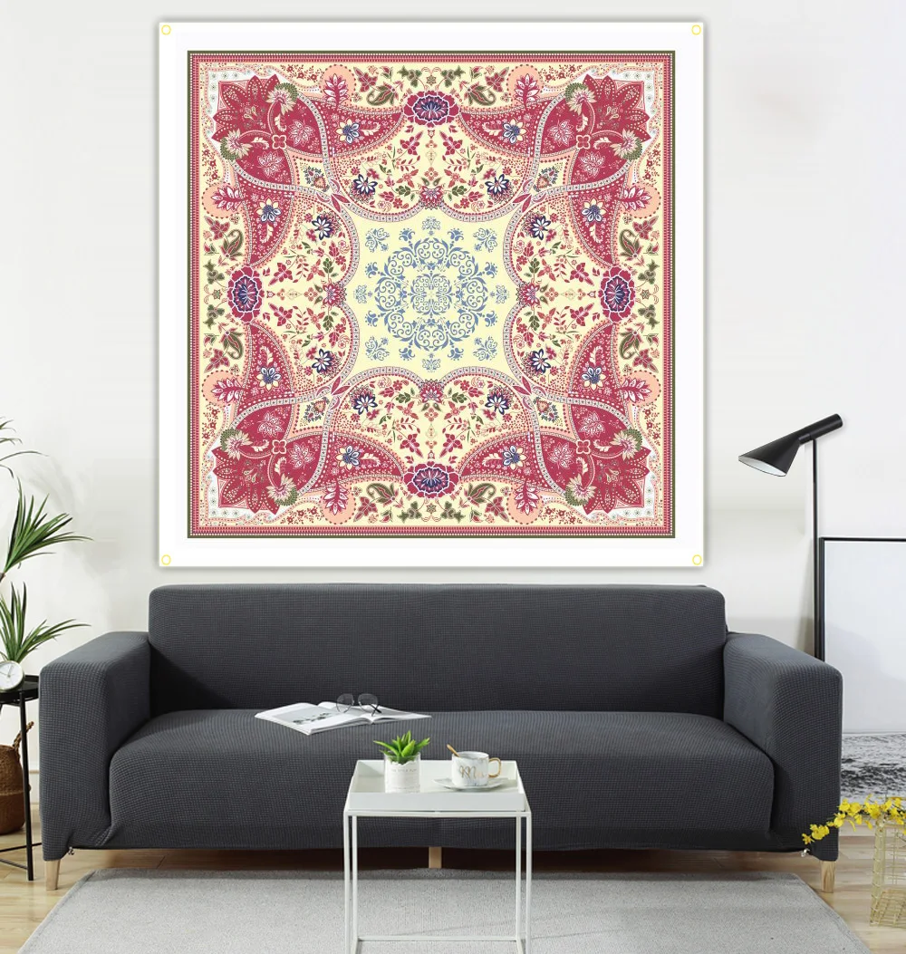 

Sand Mandala Wall painting , Decorative painting, Mandala square hanging flag ,lion banner