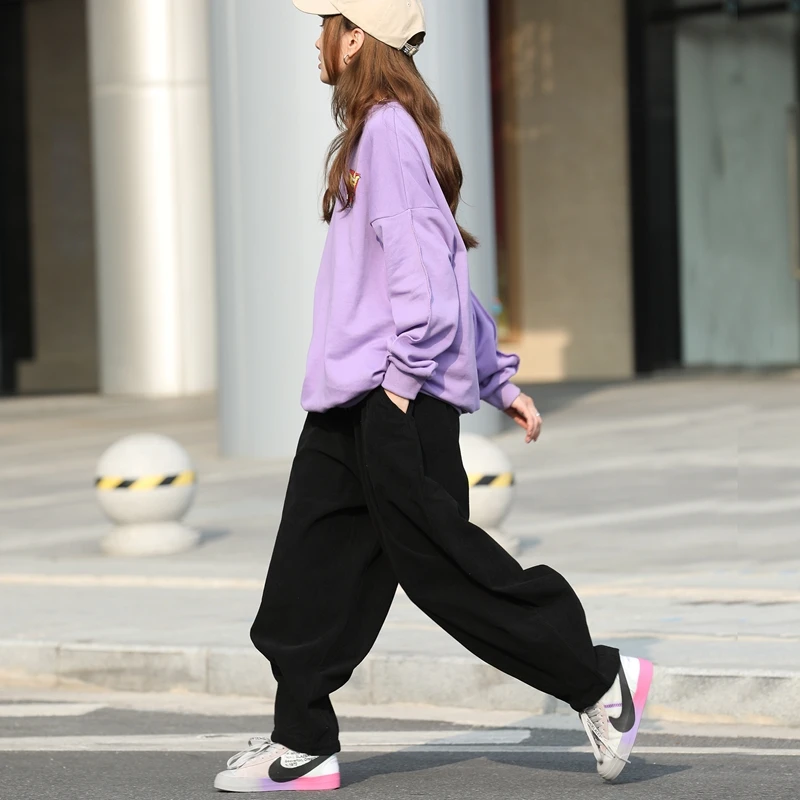 

Korean Sweatshirt Womens 2021 Cotton Oversize Hip Hop Pullover Sweatshirt Female Harajuku Hoodie Long Sleeve Tops 4 Color