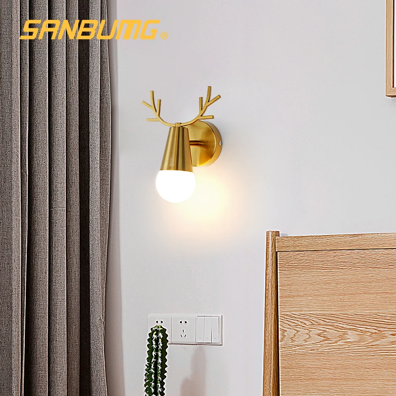 Современный медный настенный светильник в скандинавском стиле для внутреннего