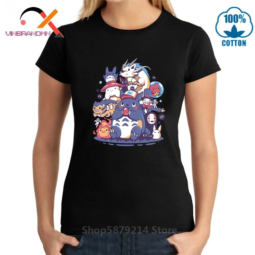 Существ духов и друзья футболка для женщин отдыха Ghibli студия Hayao Miyazaki Totoro