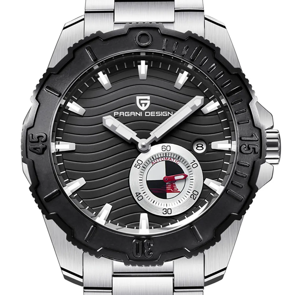 46 мм Pagani Дизайн черный циферблат Дата Секундомер нержавеющая сталь мужские Часы